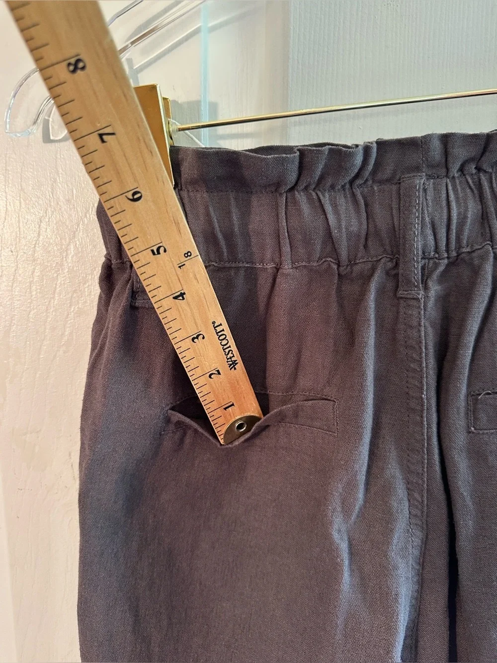 RISEN Small LINEN Capsule Minimalist Breathable Dark Gray Elastic Pull On Shorts